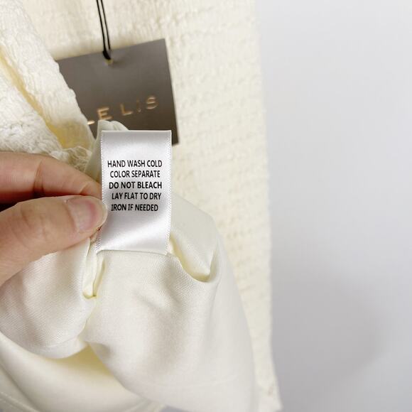 New Le Lis Collection Small S Ivory Smocked Halter Neck Mini Dress Summer Casual - Picture 12 of 12